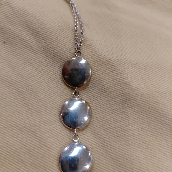 Tiffany Triple Disc Drop Long Necklace 15.9 Grams - Picture 7 of 8